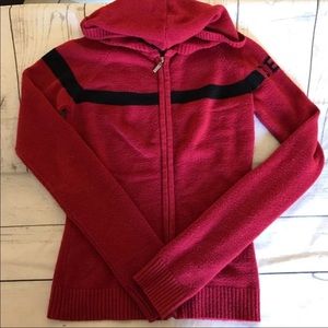 BEBE RED FULL ZIP SWEATER